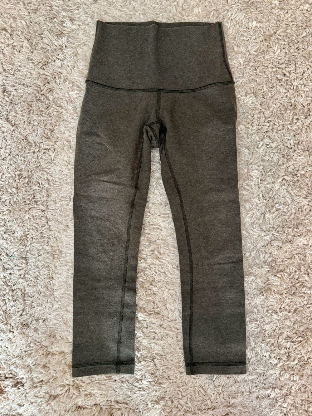 Lululemon Wunder Under Crop Roll Down Cotton Leggings (Heathered Olive)